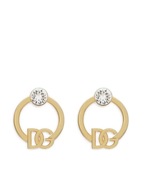 Hoop earrings with DG logo and rhinestones 